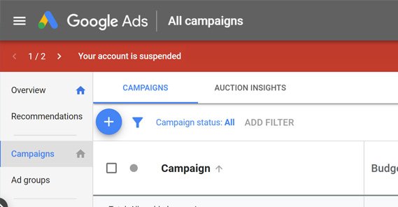 google ads account suspended