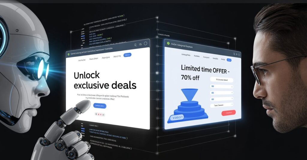 Cloaking split view: bot sees clean page, user sees offer page.
